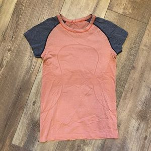 Lululemon Swiftly Tech Coral & Grey Short Sleeve Tee Size 8